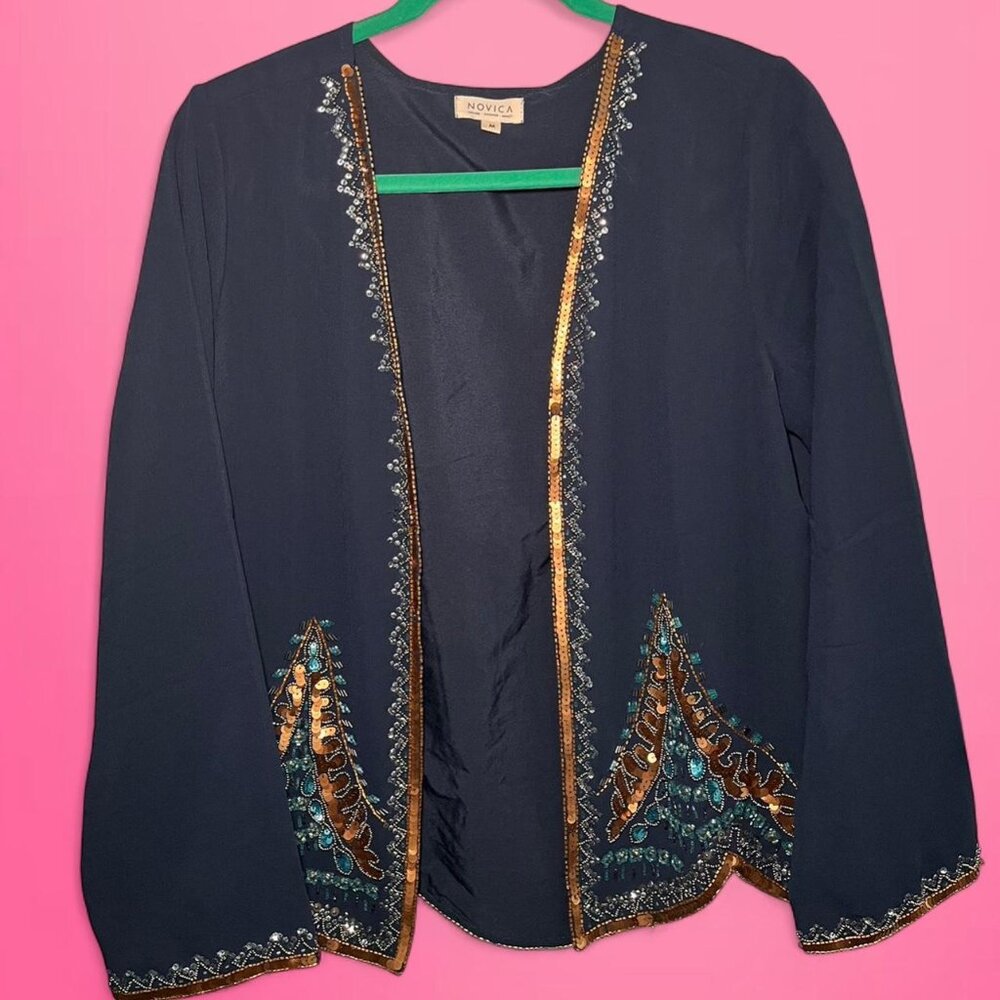 Novica sequin beaded cardigan